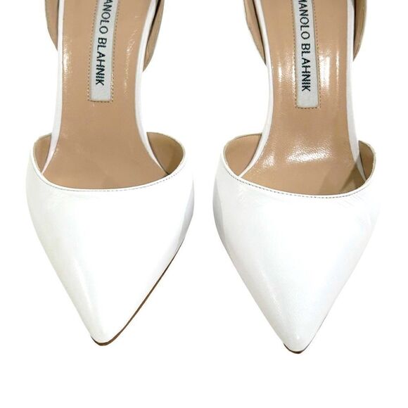 Manolo Blahnik Tayler Leather D'Orsay White Pumps Size 39/9 NIB - Picture 5 of 9